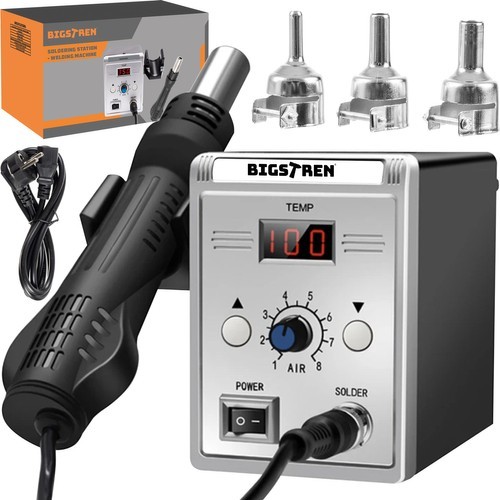 Statie de lipit cu aer cald, reglare temperatura si debit aer, mod standby, 3 duze incluse, afisaj LCD, 700W - imagine 16